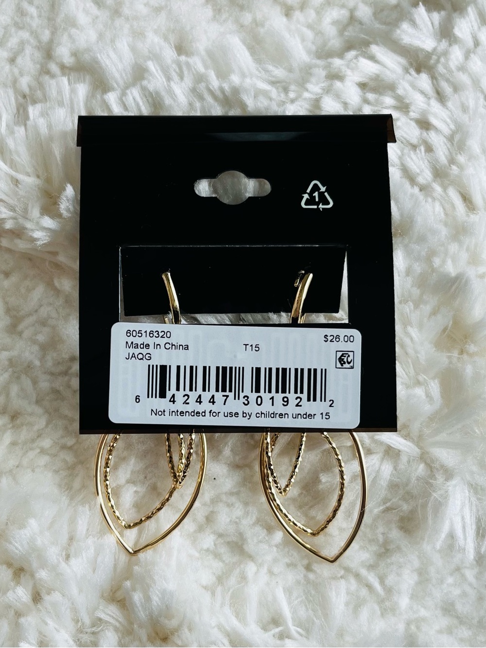 Anne Klein GOLD-TONE TEXTURED ORBITAL DROP EARRINGS - Picture 6 of 8